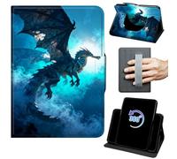 Case for 6" Kindle Paperwhite 10th Generation 2018 Release 360 Rotating Degree Stand Auto Wake/Sleep Protective Cover with Hand Strap & Magnetic Clasp - Blue Galaxy Dragon