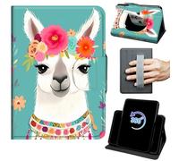 Case for 6" Kindle Paperwhite 10th Generation 2018 Release 360 Rotating Degree Stand Auto Wake/Sleep Protective Cover with Hand Strap & Magnetic Clasp - Cute Alpacas