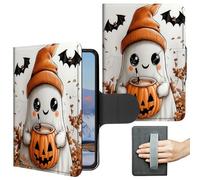 Case for 6" Kindle Paperwhite (10th Generation, 2018 Release) Slim Lightweight PU Leather 360 Degree Rotating Stand Shell Cover with Hand Strap Auto Wake/Sleep Magnetic Clasp, Cute A Ghosts