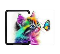 Case for 7'' All-New Kindle Paperwhite 12th Generation and Kindle Colorsoft Signature Edition 2024 Release - Lightweight PU Leather Print Case Smart Cover Auto Wake/Sleep, Colorful Cat Butterfly