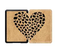 Case for 7'' All-New Kindle Paperwhite 12th Generation and Kindle Colorsoft Signature Edition 2024 Release - Lightweight PU Leather Print Case Smart Cover Auto Wake/Sleep, Heart-Shaped Leopard Print