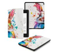 Case for 7“ Kindle Oasis (9th and 10th Generation ONLY, 2017 and 2019 Release), Lightweight Shell Cover with Auto Wake/Sleep,Watercolor Rabbit