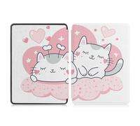 Case for 7" Kindle Paperwhite 12th Gen 2024 and Kindle Colorsoft Signature Edition, Premium PU Leather Protective Cover with Auto Wake/Sleep, Pink Cute Cat
