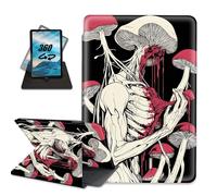 Case for 7" Kindle Paperwhite 12th Gen 2024 & Kindle Colorsoft Signature Edition PU Leather Multi-Angle Rotating Stand Cover for Paperwhite Signature 2024,Man with Red Poisonous Mushrooms