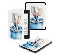 Case for 7" Kindle Paperwhite 12th Generation 2024 and for Kindle Colorsoft Signature Edition, Lightweight Shell Cover with Auto Wake/Sleep, Cartoon Baby Elephant