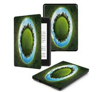 Case for 7" Kindle Paperwhite (12th Generation-2024) and Kindle Colorsoft Signature Edition 2024,PU Leather Shell Cover with Auto Sleep/Wake for kindle Paperwhite 2024 E-Reader Case,Green Ring Planet