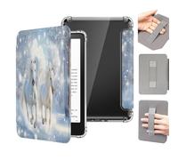 Case for 7" Kindle Paperwhite 12th Generation 2024 and Kindle Colorsoft Signature Edition, Clear Soft TPU Back Protective Cover for 2024 Kindle Paperwhite - White Horse In The Snow