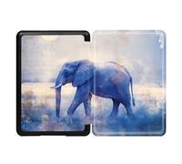 Case for 7" Kindle Paperwhite 12th Generation 2024 and Kindle Colorsoft Signature Edition, Hard Shell Protective Cover for 2024 Kindle Paperwhite 12th - Night Blue Elephant