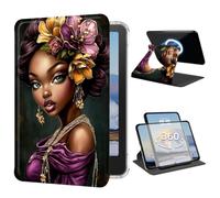 Case for 7" Kindle Paperwhite 12th Generation 2024 & Colorsoft 2024/2025 | African American Pretty Women Slim 360° Rotating Clear Back Magnetic Detachable Adjustable Stand Cover with Auto Wake/Sleep
