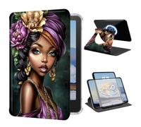 Case for 7" Kindle Paperwhite 12th Generation 2024 & Colorsoft 2024/2025 | African American Women Slim 360° Rotating Clear Back Magnetic Detachable Adjustable Stand Cover with Auto Wake/Sleep