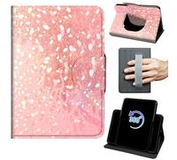 Case for 7" Kindle Paperwhite 12th Generation 2024/Colorsoft Signature Edition 2024/2025 360 Rotating Degree Stand Auto Wake/Sleep Protective Cover with Hand Strap & Magnetic Clasp,Leopard Print Pink