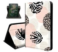 Case for 7" Kindle Paperwhite 12th Generation 2024 & Kindle Colorsoft 2024/2025, with Auto Sleep/Wake 360 Degree Rotating Swivel Adjustable Stand Cover,Pink Leopard Print