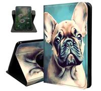 Case for 7" Kindle Paperwhite 12th Generation 2024 & Kindle Colorsoft 2024/2025, with Auto Sleep/Wake 360 Degree Rotating Swivel Adjustable Stand Cover,French Bulldog