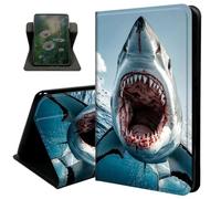 Case for 7" Kindle Paperwhite 12th Generation 2024 & Kindle Colorsoft 2024/2025, with Auto Sleep/Wake 360 Degree Rotating Swivel Adjustable Stand Cover,Ocean Sea Blue Sharks