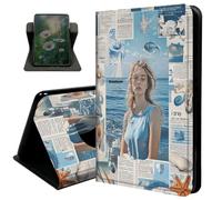 Case for 7" Kindle Paperwhite 12th Generation 2024 & Kindle Colorsoft 2024/2025, with Auto Sleep/Wake 360 Degree Rotating Swivel Adjustable Stand Cover,Blue Sea and Girl
