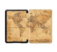 Case for 7"Kindle Paperwhite 12th Generation 2024 & Kindle Colorsoft Signature Edition 2024, Lightweight PU Leather Protective Shell Smart Cover with Auto Wake/Sleep - Vintage World Map