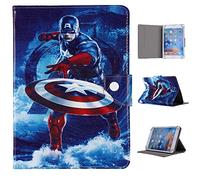 Case for 9-10.1 Inch Tablet, Leather Protective Cover for Fire HD 10, Huawei MediaPad T3/T5 10, Fusion5 10.1", Galaxy Tab A 10.1/Tab E 9.6, Lenovo Tab10 TB-X103F (Captain America)