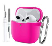 Case for Airpods 4 Gen Cover for Men Women Girl, Compatible Airpods 4th Generation Case, Soft Silicone Apple iPod 4th Gen Protective Cover Skin with Keychain Cleaner Pen, Rose Pink