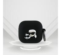 Case For AirPods 4 Karl Lagerfeld Silicone Black Logo Cat Head 3D