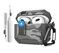Case for AirPods 4 with Cleaner Pen and Secure Locking Clip, Automatic Pop-up Cover, Military Protective Rigid Shock Cover for AirPods Generation 4