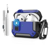 Case for AirPods 4 with Cleaner Pen and Secure Locking Clip, Automatic Pop-up Cover, Military Protective Rigid Shock Cover for AirPods Generation 4