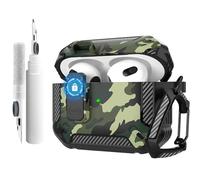 Case for AirPods 4 with Cleaner Pen and Secure Locking Clip, Automatic Pop-up Cover, Military Protective Rigid Shock Cover for AirPods Generation 4