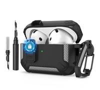 Case for AirPods 4 with Cleaner Pen and Secure Locking Clip, Automatic Pop-up Cover, Military Protective Rigid Shock Cover for AirPods Generation 4