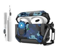 Case for AirPods 4 with Cleaner Pen and Secure Locking Clip, Automatic Pop-up Cover, Military Protective Rigid Shock Cover for AirPods Generation 4