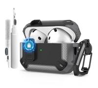 Case for AirPods 4 with Cleaner Pen and Secure Locking Clip, Automatic Pop-up Cover, Military Protective Rigid Shock Cover for AirPods Generation 4