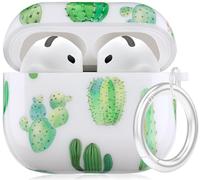 Case for AirPods 4 - YOMPLOW Case Cover Skin Women Girls with Keychain for Apple Airpods 4th Generation Charging Case 2024 - Cactus