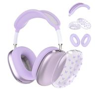 Case for AirPods Max Headphones,Cute Girly Purple Little Butterfly Clear TPU Ear Cups Cover,Purple Silicone Ear Pad Headband Protective Case Cover for Apple AirPods Max