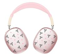 Case for AirPods Max Headphones,Kawaii Girly Black Knot Cherry Clear TPU Ear Cups Cover,Pink Silicone Ear Pad Headband Protective Case Cover for Apple AirPods Max