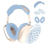 Case for AirPods Max Headphones,Kawaii Girly Blue Lips Mouth Clear TPU Ear Cups Cover,Blue Silicone Ear Pad Headband Protective Case Cover for Apple AirPods Max