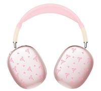 Case for AirPods Max Headphones,Kawaii Girly Pink Bows Cherry Clear TPU Ear Cups Cover,Pink Silicone Ear Pad Headband Protective Case Cover for Apple AirPods Max