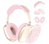 Case for AirPods Max Headphones,Kawaii Girly Pink Lips Mouth Clear TPU Ear Cups Cover,Pink Silicone Ear Pad Headband Protective Case Cover for Apple AirPods Max
