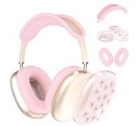 Case for AirPods Max Headphones,Kawaii Girly Pink Lovely Butterfly Clear TPU Ear Cups Cover,Pink Silicone Ear Pad Headband Protective Case Cover for Apple AirPods Max