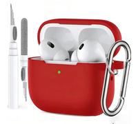 Case for Airpods Pro 3 Cover for Men Women Girl, Compatible Airpods Pro 3rd Generation Case, Soft Silicone Apple iPod Pro 3 Gen Protective Cover Skin with Keychain Cleaner Pen, Red