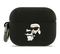 Case For AirPods Pro 3 Karl Lagerfeld Silicone Black Logo Cat Head 3D