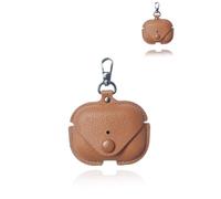 Case for Airpods pro 3 Wireless Earbuds, yystao PU Leather Protective Cover compatible with Airpods pro 3, With Carabiner, Dustproof, Shockproof & Durable, Light brown