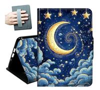 Case for All Amazon Kindle Fire 7 Tablet case 2019/2017 Release 9th/7th Generation,with Hand Straps and Auto Wake/Sleep PU Leather Slim Multiple Angles Stand Smart Cover,Moon Stars Cloud