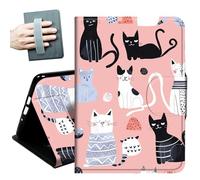 Case for All Amazon Kindle Fire 7 Tablet case 2019/2017 Release 9th/7th Generation,with Hand Straps and Auto Wake/Sleep PU Leather Slim Multiple Angles Stand Smart Cover,Cute Various Cats