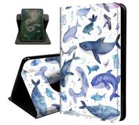 Case for All New 6 Inch Kindle 2024 and 2022 (11 Generation),with Auto Sleep/Wake 360 Degree Rotating Swivel Adjustable Stand Cover for Kindle 11th Generation 2024,Watercolor Whale