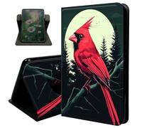 Case for All New 6 Inch Kindle 2024 and 2022 (11 Generation),with Auto Sleep/Wake 360 Degree Rotating Swivel Adjustable Stand Cover for Kindle 11th Generation 2024,red Cardinals and Moon