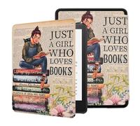 Case for All-New 6" Kindle (11th Generation, 2022 Release), Premium Lightweight PU Leather Book Cover with Auto Wake/Sleep, Just A Girl Who Loves Books