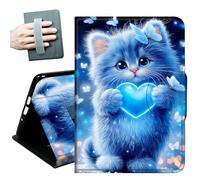 Case for All-New 7" Kindle Paperwhite 12th Generation 2024 & Kindle Colorsoft 2024/2025,with Hand Straps and Auto Wake/Sleep Leather Slim Multiple Angles Stand Smart Cover,Love Hearts Butterfly Cat