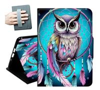 Case for All-New 7" Kindle Paperwhite 12th Generation 2024 & Kindle Colorsoft 2024/2025,with Hand Straps and Auto Wake/Sleep Leather Slim Multiple Angles Stand Smart Cover,Dream Catcher/Owl