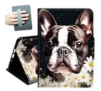 Case for All-New 7" Kindle Paperwhite 12th Generation 2024 & Kindle Colorsoft 2024/2025,with Hand Straps and Auto Wake/Sleep Leather Slim Multiple Angles Stand Smart Cover,English Bulldogs Flowers