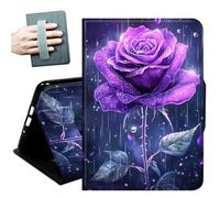 Case for All-new 7" Kindle Paperwhite 12th Generation 2024 & Kindle Colorsoft 2024/2025,with Hand Straps and Auto Wake/Sleep Leather Slim Multiple Angles Stand Smart Cover,Purple Rosewater Droplet