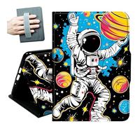 Case for All-new 7" Kindle Paperwhite 12th Generation 2024 & Kindle Colorsoft 2024/2025,with Hand Straps and Auto Wake/Sleep Leather Slim Multiple Angles Stand Smart Cover,Space man and Planet