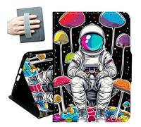 Case for All-new 7" Kindle Paperwhite 12th Generation 2024 & Kindle Colorsoft 2024/2025,with Hand Straps and Auto Wake/Sleep Leather Slim Multiple Angles Stand Smart Cover,Space man and Mushroom
